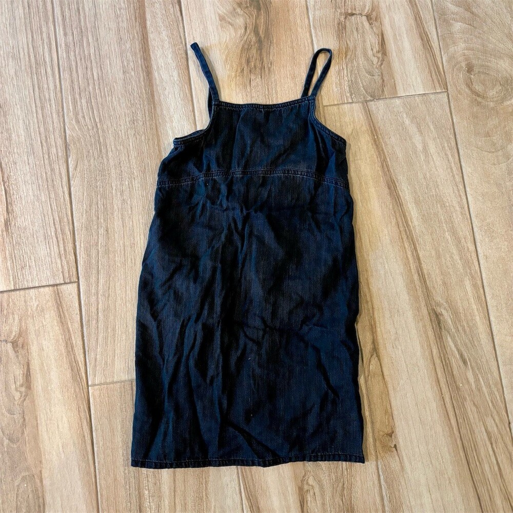Old Navy Jumper Dress Girls L (10-12) Black Denim Knee Length Square Neck